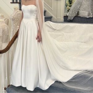 Basque waist strapless gown